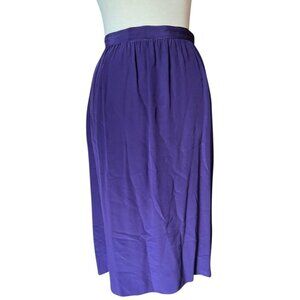 Francesca for Damon Sport Vintage Silk Midi Skirt Sz 12 (Medium) Womens Navy Blu